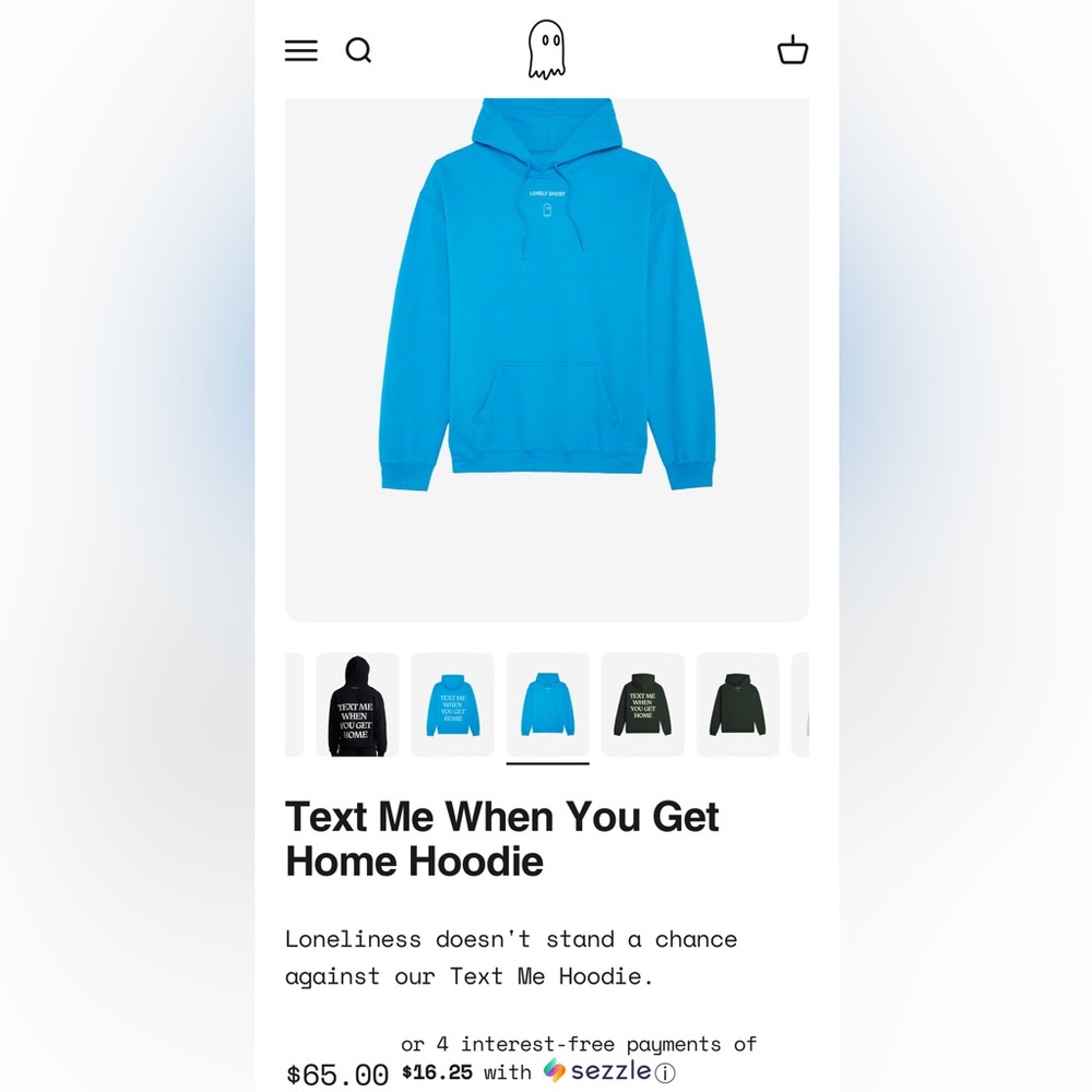 Lonely Ghost Text Me When You Get Home Hoodie in a Size XLarge.